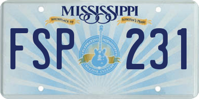 MS license plate FSP231