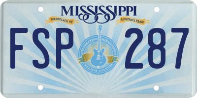 MS license plate FSP287
