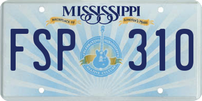 MS license plate FSP310