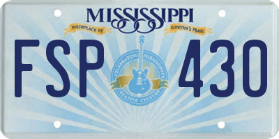 MS license plate FSP430