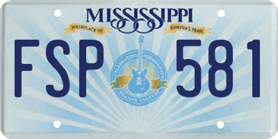 MS license plate FSP581