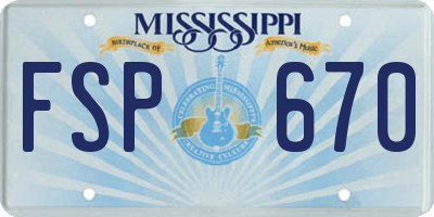 MS license plate FSP670