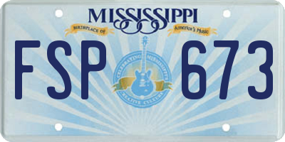 MS license plate FSP673