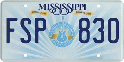 MS license plate FSP830