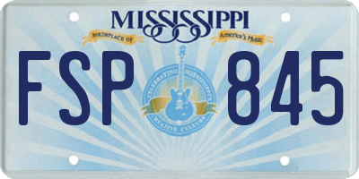 MS license plate FSP845