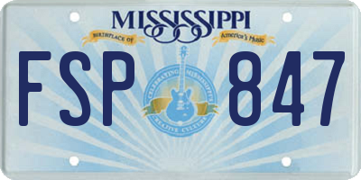 MS license plate FSP847