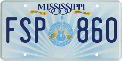 MS license plate FSP860