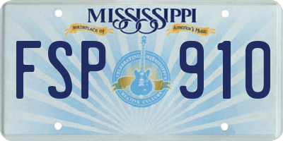 MS license plate FSP910