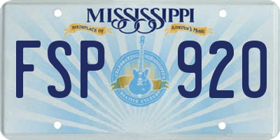 MS license plate FSP920