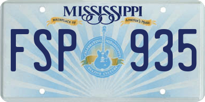 MS license plate FSP935