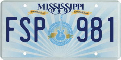 MS license plate FSP981