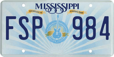 MS license plate FSP984