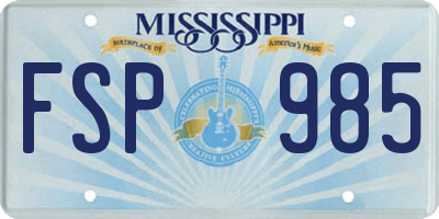MS license plate FSP985