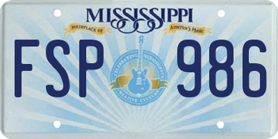 MS license plate FSP986
