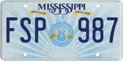 MS license plate FSP987