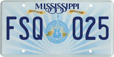 MS license plate FSQ025
