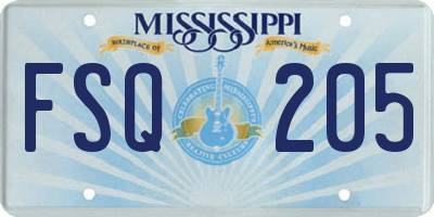 MS license plate FSQ205