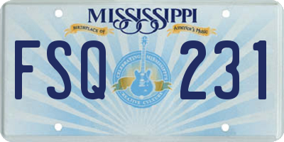 MS license plate FSQ231