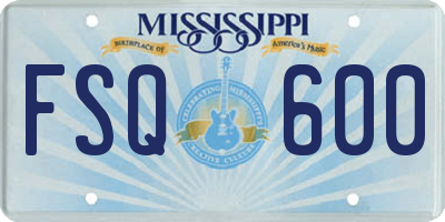 MS license plate FSQ600