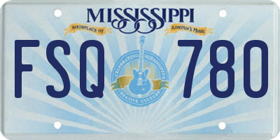 MS license plate FSQ780