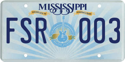 MS license plate FSR003