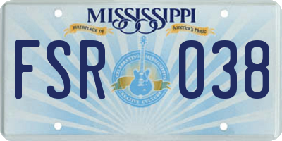 MS license plate FSR038