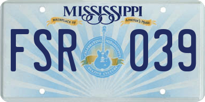 MS license plate FSR039
