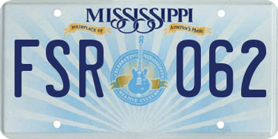 MS license plate FSR062