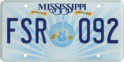 MS license plate FSR092