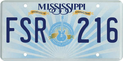MS license plate FSR216