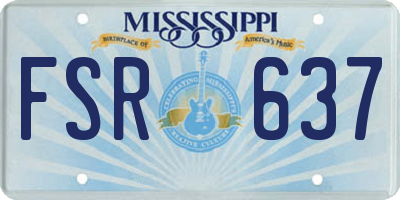 MS license plate FSR637