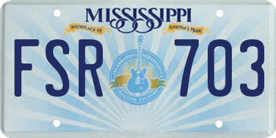 MS license plate FSR703