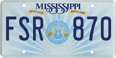 MS license plate FSR870