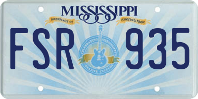 MS license plate FSR935