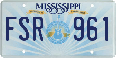 MS license plate FSR961