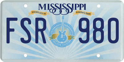 MS license plate FSR980