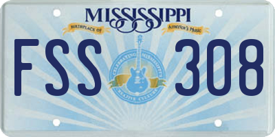 MS license plate FSS308