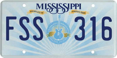 MS license plate FSS316