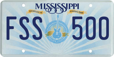 MS license plate FSS500