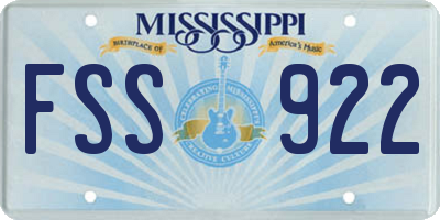 MS license plate FSS922