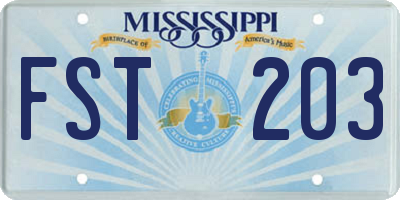 MS license plate FST203