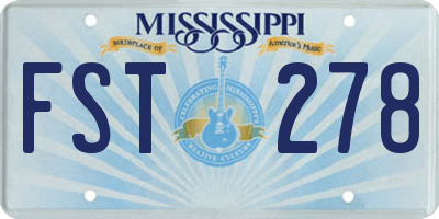 MS license plate FST278