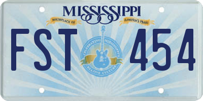 MS license plate FST454