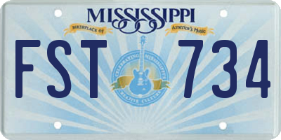 MS license plate FST734