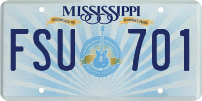MS license plate FSU701