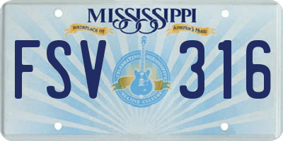 MS license plate FSV316