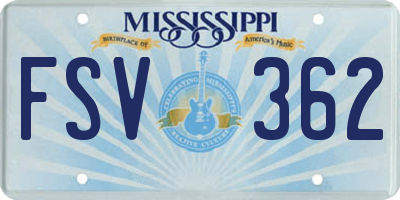 MS license plate FSV362