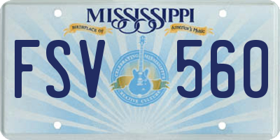 MS license plate FSV560