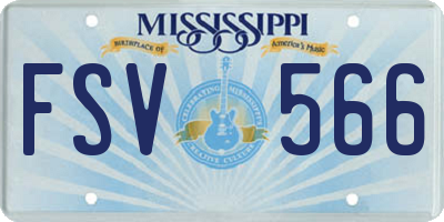 MS license plate FSV566