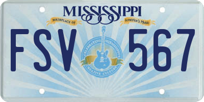 MS license plate FSV567